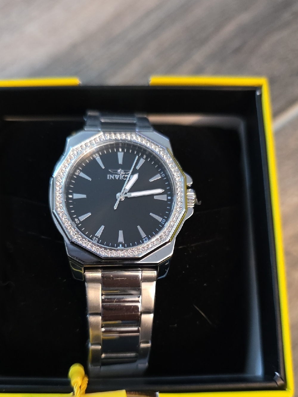 17. Invicta Women's Silver Stainless Steel Watch with Black Dial Crystal Bezel
